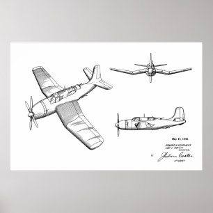 1946 WW2 Aeroplane Patent Art Drawing Print