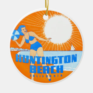 1947 Huntington Beach California Ceramic Tree Decoration