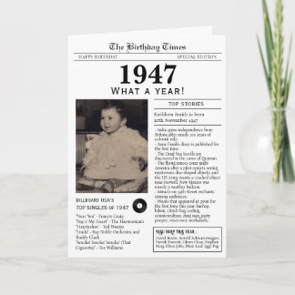 1947 Newspaper Birthday card 80th birthday
