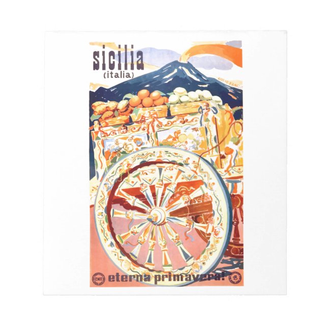 1947 Sicily Italy Travel Poster Eternal Spring Notepad (Front)