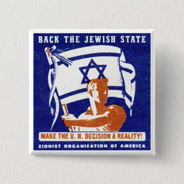 1947 Zionist Poster 15 Cm Square Badge (Front)