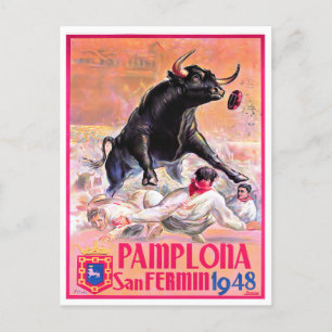 1948 Feria de Pamplona vintage  Postcard