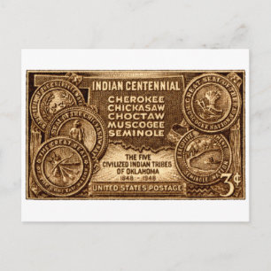 1948 Oklahoma Indian Centennial Stamp Postcard