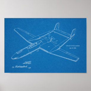 1948 Pusher Aeroplane Patent Art Drawing Print
