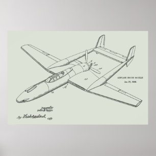 1948 Pusher Aeroplane Patent Art Drawing Print