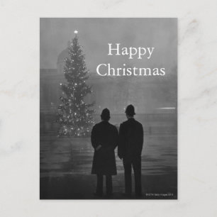 1948: Two policemen regard Christmas Tree Holiday Postcard