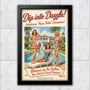 1948 Vintage Aqua Belle Swimwear Advertising Poster