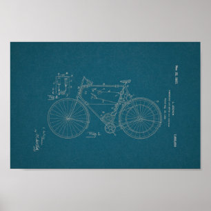 1948 Vintage Schwinn Bicycle Patent Blueprint Art Poster