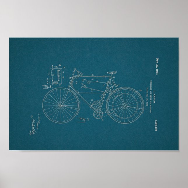 1948 Vintage Schwinn Bicycle Patent Blueprint Art Poster (Front)