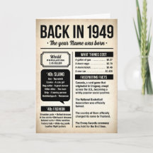 1949 Back in the Day, Fun Facts Birthday Card