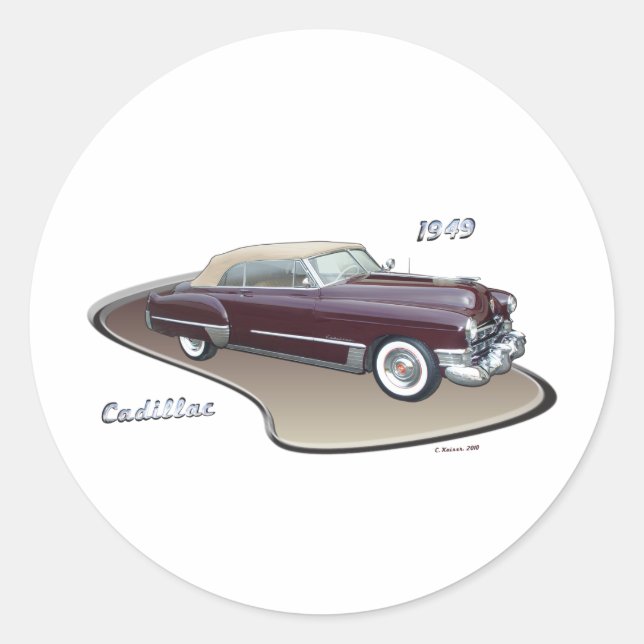 1949 CADILLAC CLASSIC ROUND STICKER (Front)