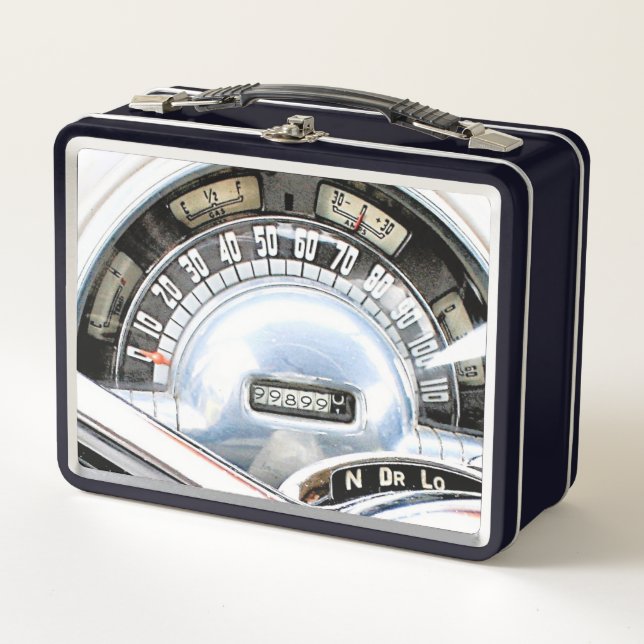 1949 Classic Car Speedometer With Gauges Metal Lunch Box (Front)