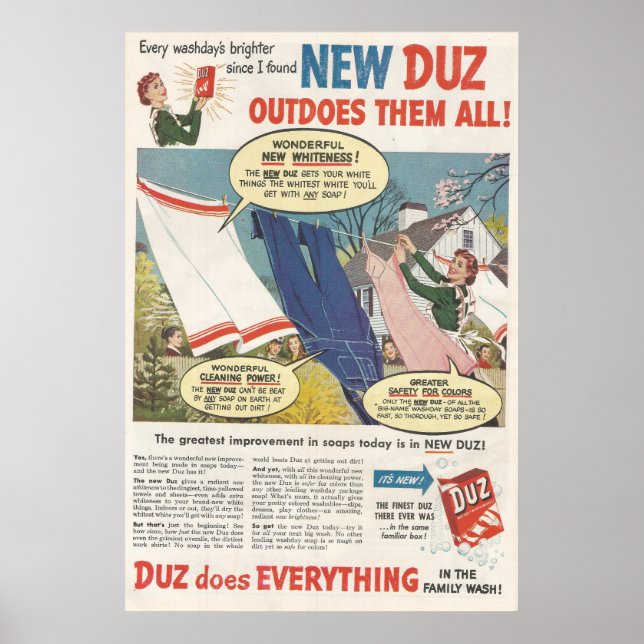 1949 Duz Laundry Detergent Ad Poster (Front)