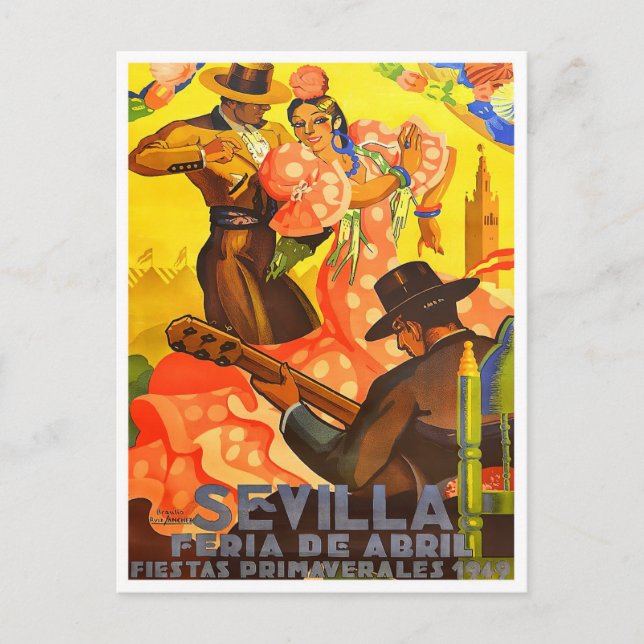 1949 Feria de Sevilla vintage travel  Postcard (Front)