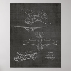 1949 Flying Car Aeroplane Patent Art Drawing Print