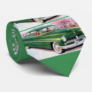 1949 green Mercury sedan print Tie