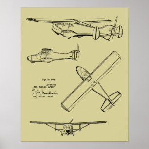 1949 Rear Prop Aeroplane Patent Art Drawing Print