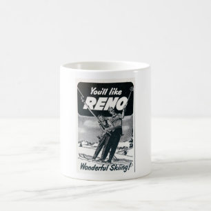 1949 TOURISM AD FOR RENO NEVADA SKIIING COFFEE MUG