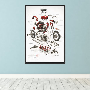 1949 Vintage Motorcycle Technical Exploded Print