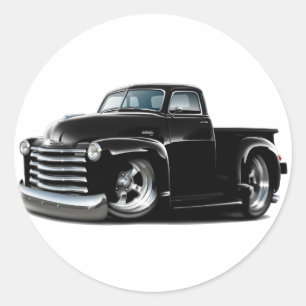 1950-52 Chevy Black Truck Classic Round Sticker