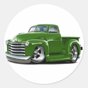 1950-52 Chevy Green Truck Classic Round Sticker