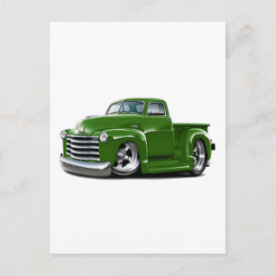 1950-52 Chevy Green Truck Postcard