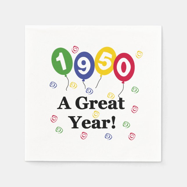 1950 A Great Year Birthday Paper Napkins (Front)