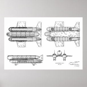 1950 Airship Aeroplane Patent Art Drawing Print