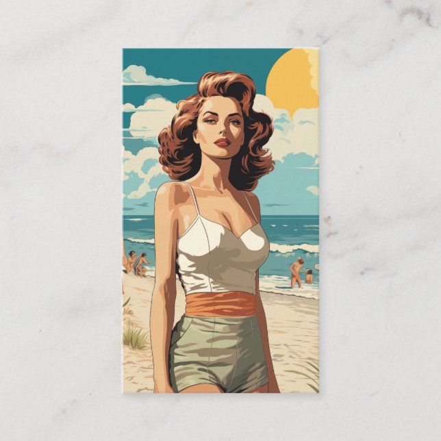 1950 Beach Girl Business Card (Front)