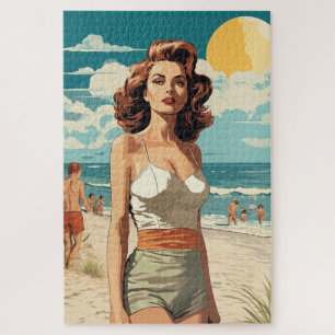 1950 Beach Girl Jigsaw Puzzle