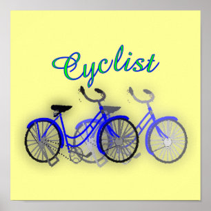 1950 Bicycle Watercolor Drawing Poster