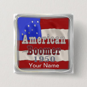 1950 Birthday Baby Boomer pin button