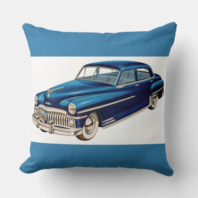1950 blue DeSoto print Cushion (Front)