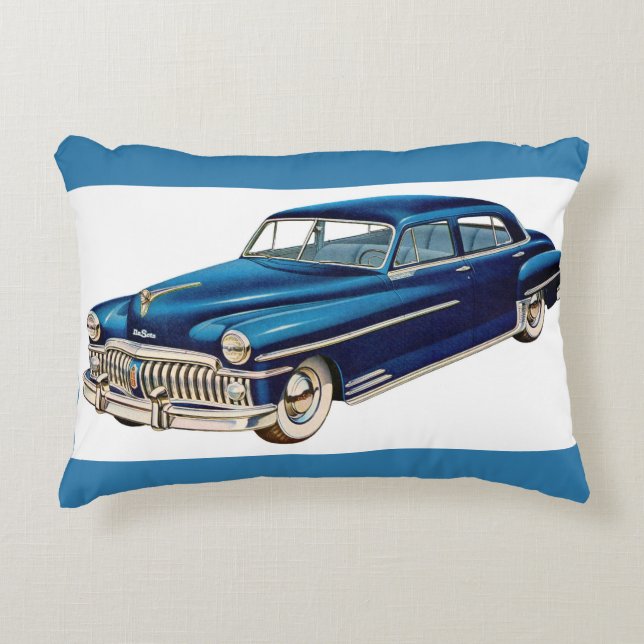 1950 blue DeSoto print Decorative Cushion (Front)