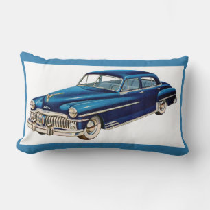 1950 blue DeSoto print Lumbar Cushion