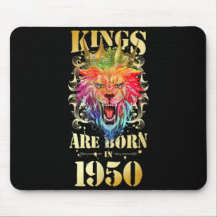 1950 Born King Crown Lion Birthday Quote Mouse Pad