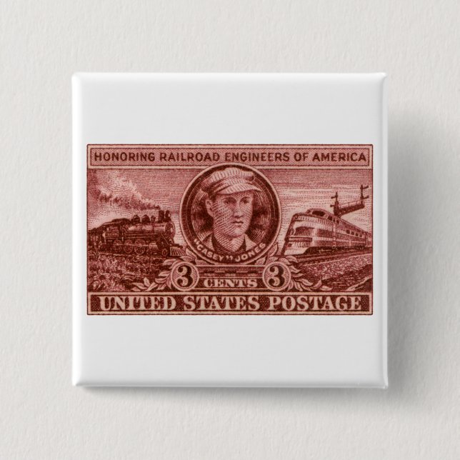 1950 Casey Jones Stamp 15 Cm Square Badge (Front)