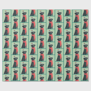 1950 Christmas Black Lab Wrapping Paper