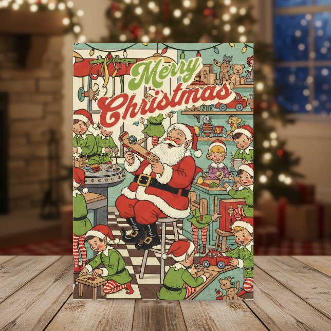 1950 Christmas Card – Vintage Santa & Elves (Creator Uploaded)
