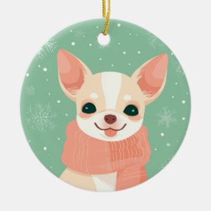 1950 Christmas Chihuahua Ceramic Ornament