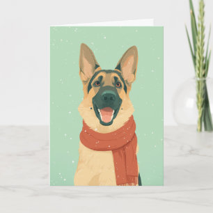 1950 Christmas German Shepherd Card