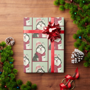 1950 Christmas Malamute Wrapping Paper