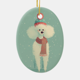 1950 Christmas Poodle Ceramic Ornament