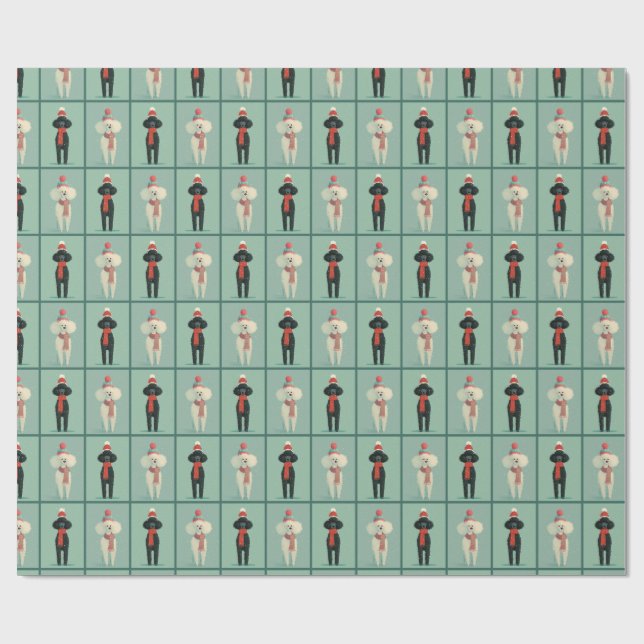 1950 Christmas Poodles Wrapping Paper (Flat)
