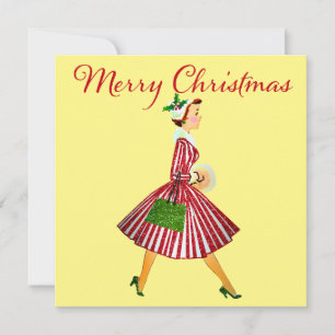 1950 Christmas Vintage Lady Card