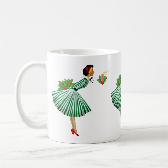 1950 Christmas Vintage Lady  Coffee Mug (Left)