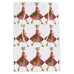 1950 Christmas Vintage Lady Medium Gift Bag