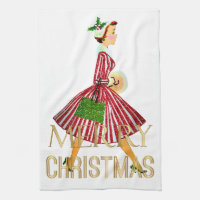 1950 Christmas Vintage Lady Merry Christmas