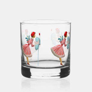 1950 Christmas Vintage Lady Merry Christmas Whiskey Glass