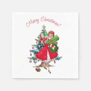1950 Christmas Vintage Lady Napkin
